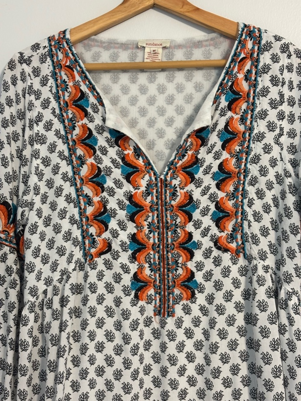 Sundance Embroidered Boho Blouse Medium Flowy Lined Top - Picture 3 of 16